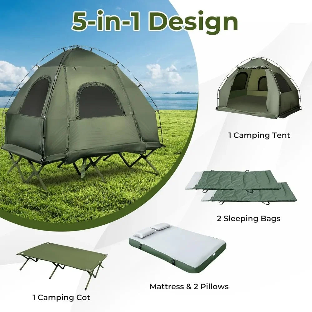 Tent Cot, 5-in-1 with Mattress & Pillows