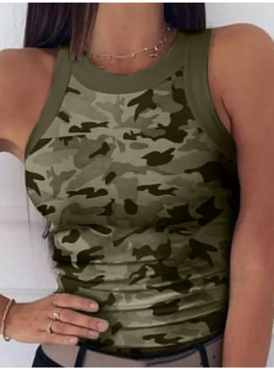 Women's Casual Camo Sleeveless Top