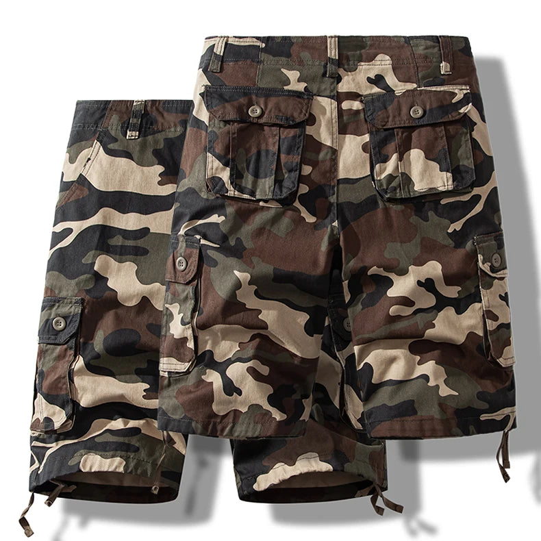 Taktische Shorts aus Baumwolle mit Camouflage-Muster für Herren