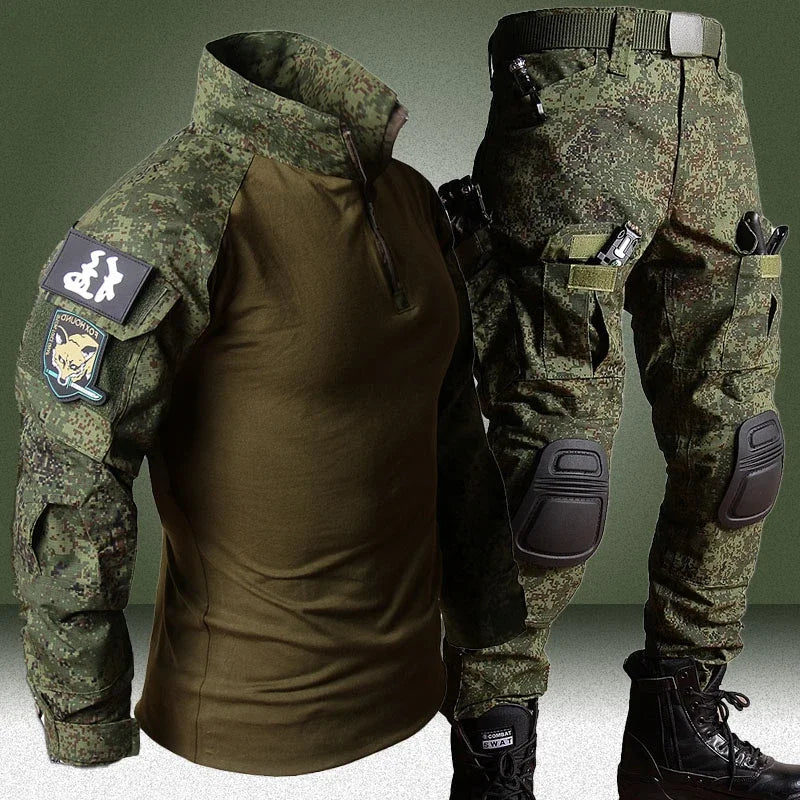 2 Pcs Tactical Set - Long Sleeve T-shirts+Multi-pocket Pants