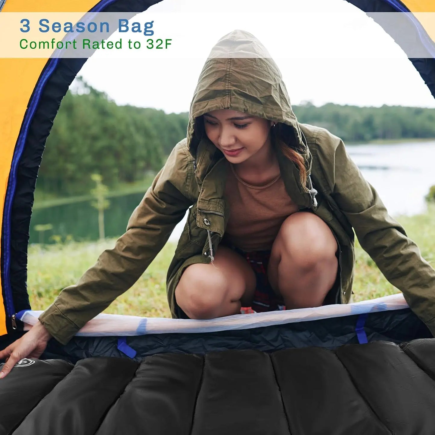 XL Envelope-Style Sleeping Bag with Hood