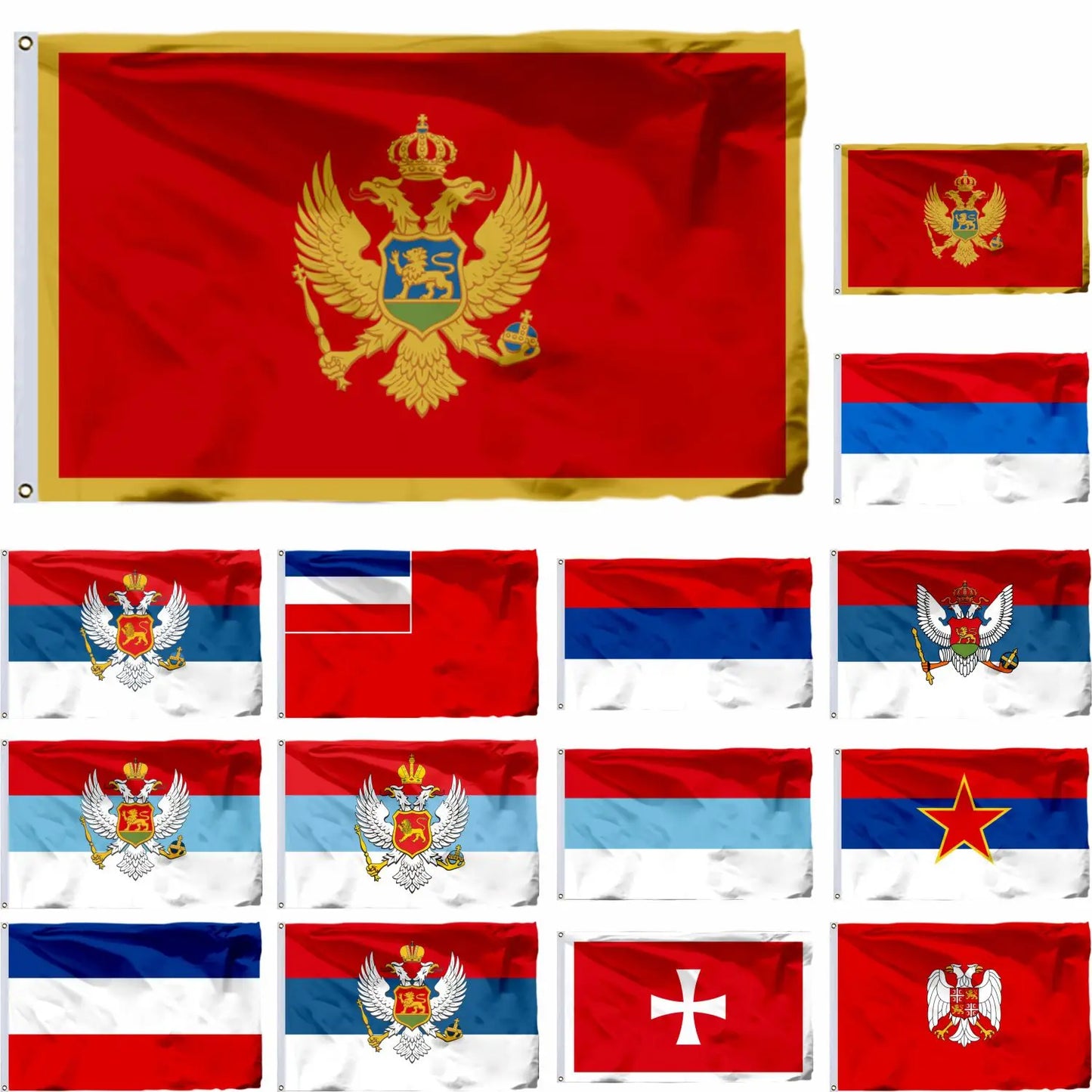 Montenegro and Serbia Historycal Flags (custom sizes)