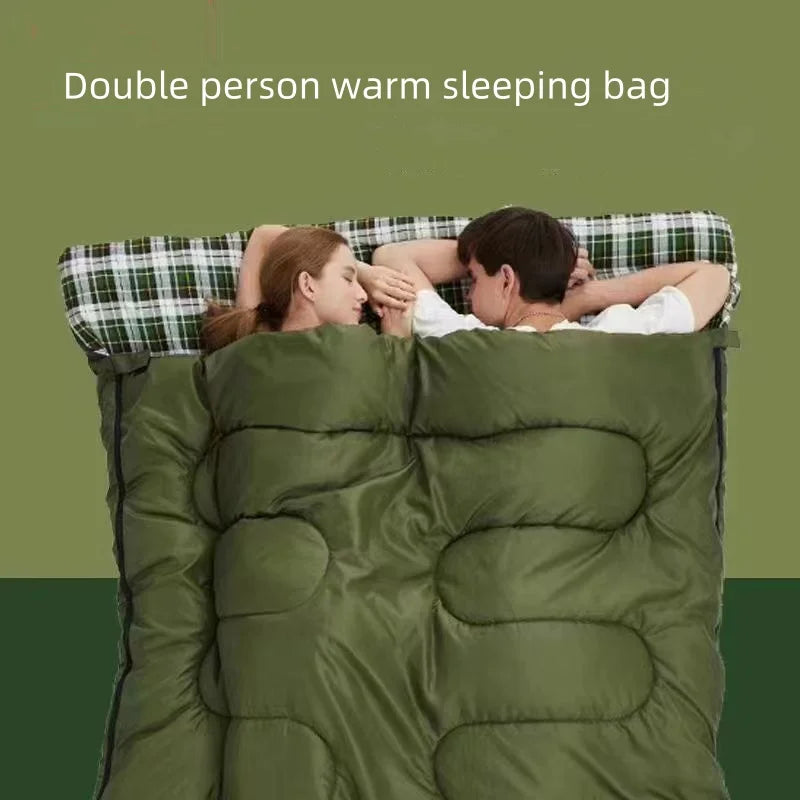 Two Person Warm Sleeping Bag With 2 Pillows