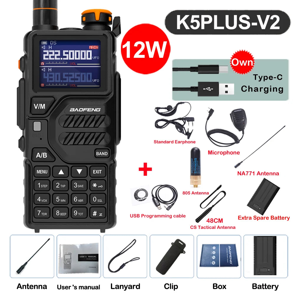 Baofeng UV-K5 Plus Walkie Talkie 12W