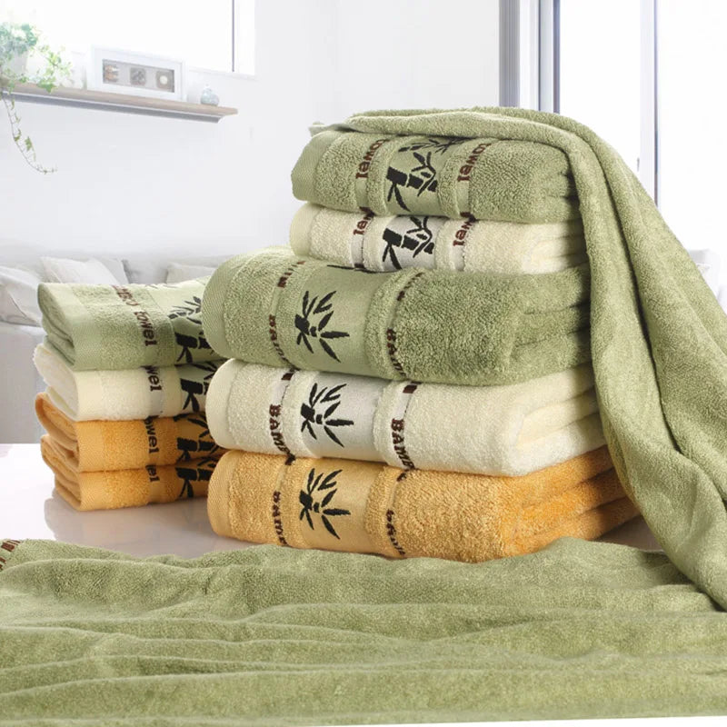 Set of 3 Thicker Bamboo Green Towel Set