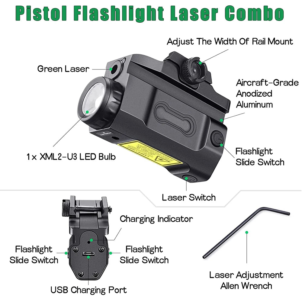 800 Lumens Laser Flashlight Combo