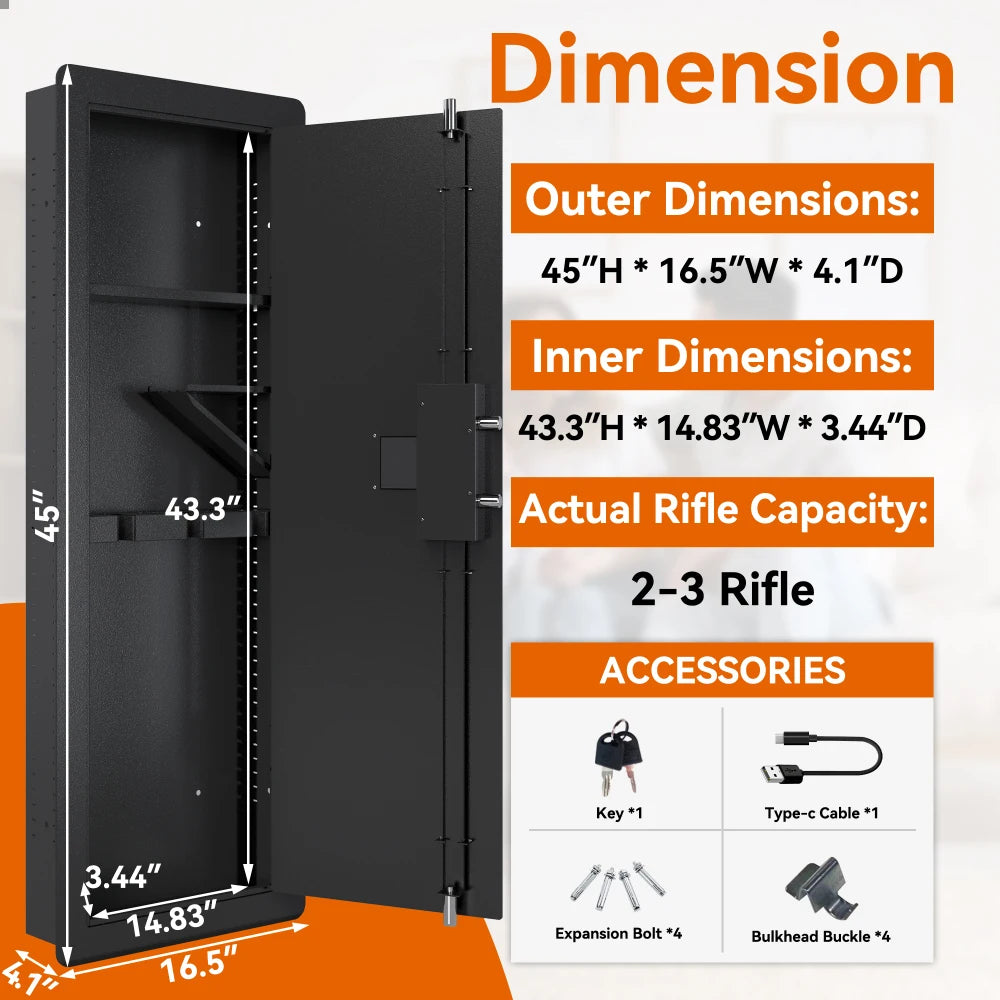 Wall Gun Safe With Digital Keypad