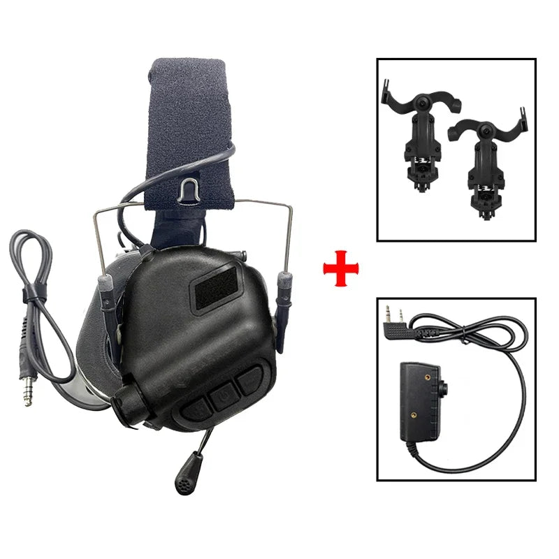 EARMOR M32 MOD4 Shooting Earmuffs Headset with Helmet ARC Rail Adapter with Kenwood PTT adapter