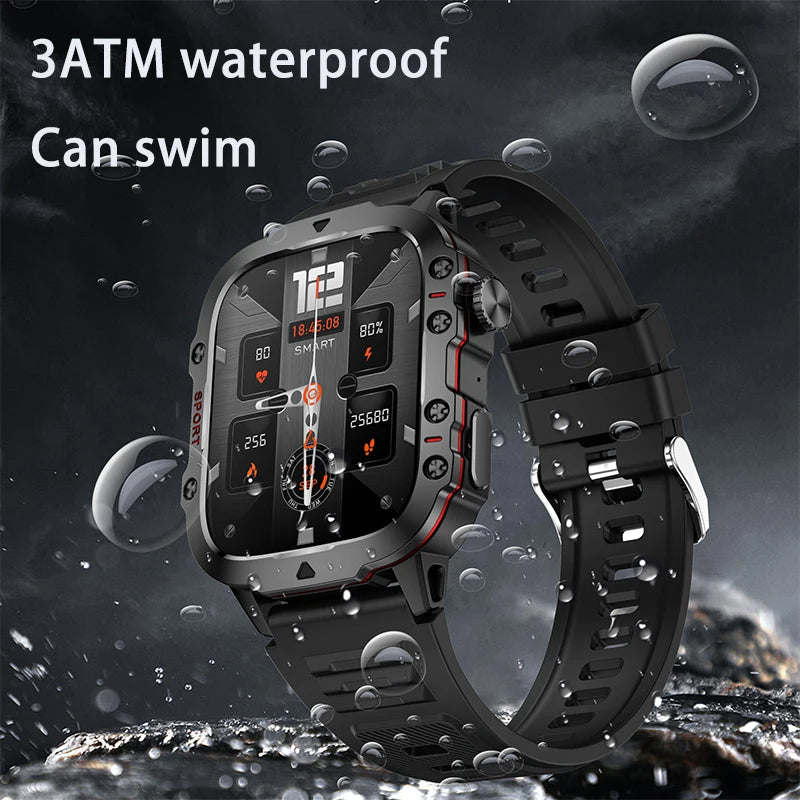 Military Smart Watch - Health Monitor 1.96"HD BT