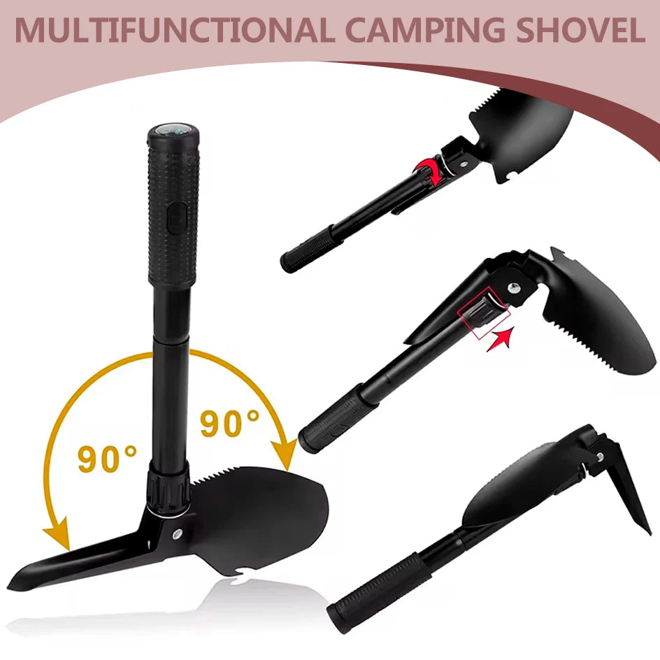 Foldable Camping Shovel With Compass