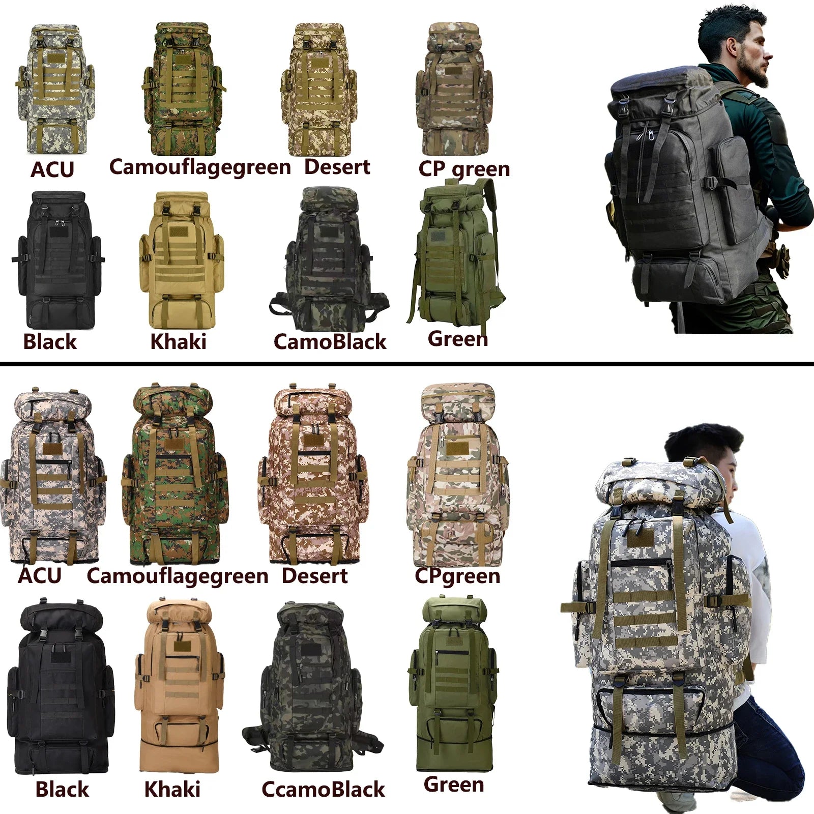 80L/100L Tactical Large Backpack For Outdoors Adventure Bags