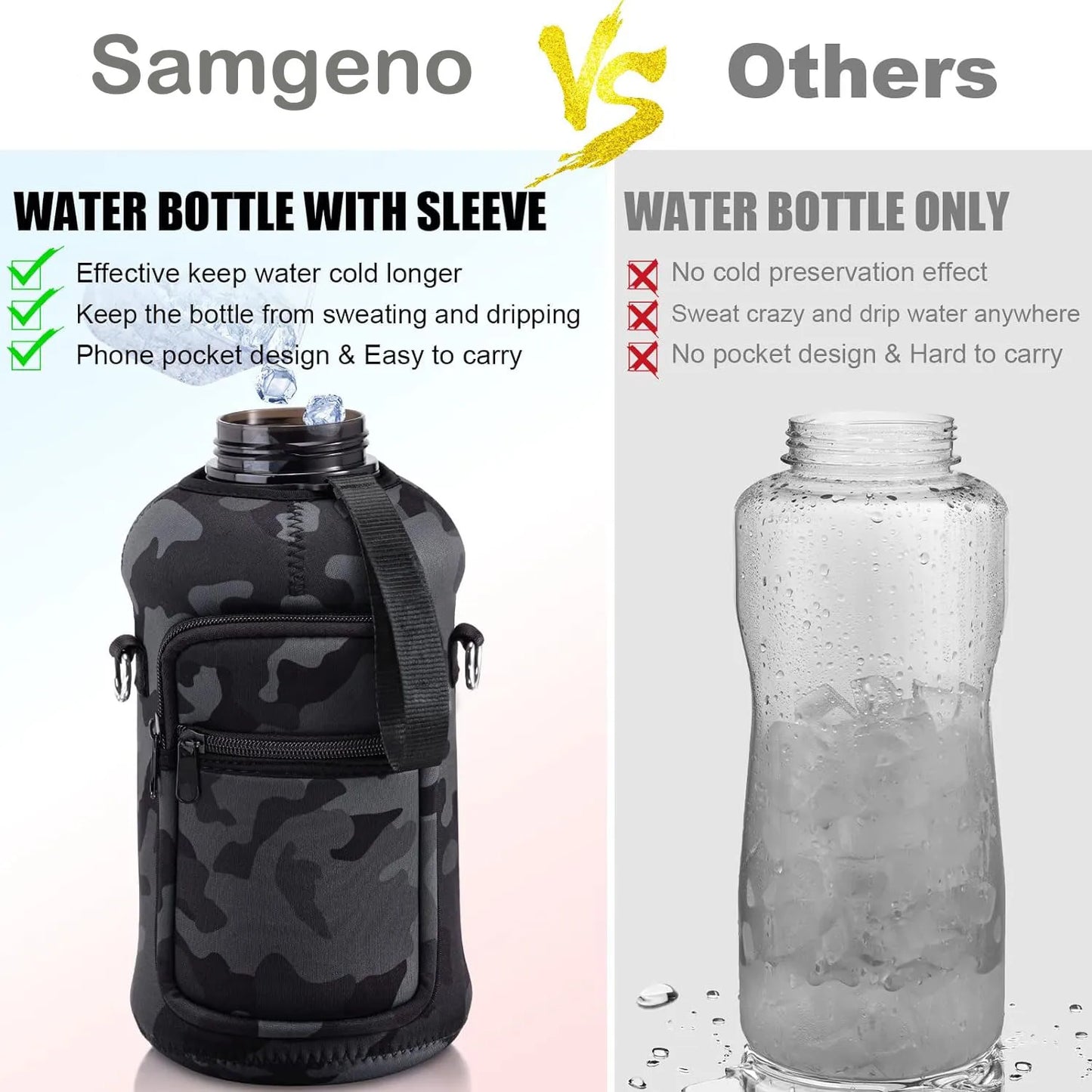 2200ml/74 OZ Water Bottle with Sleeve