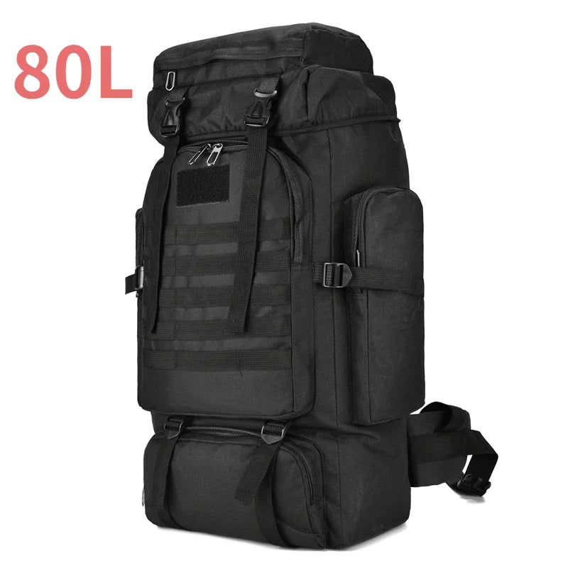 80L/100L Tactical Large Backpack For Outdoors Adventure 80L (Black) Bags