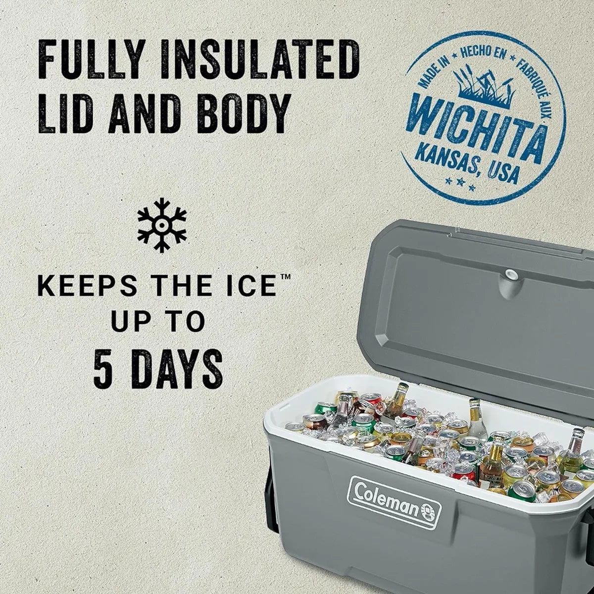 Insulated Portable Wheeled Cooler - 100+ Can Capacity