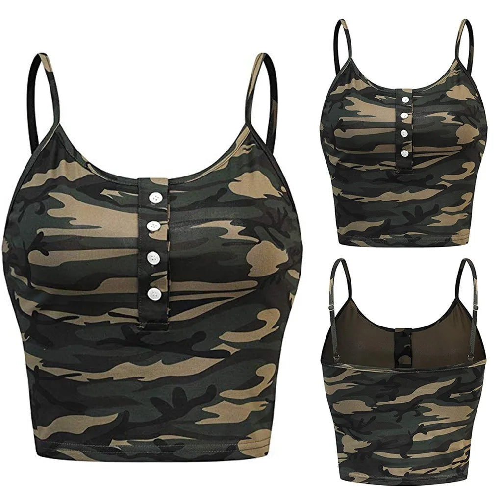 Womens Sleeveless Camouflage Top