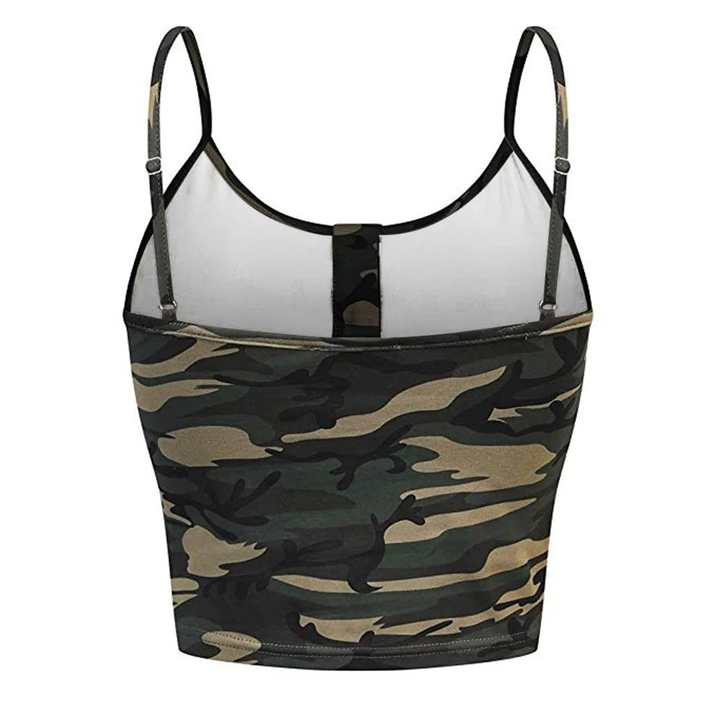 Womens Sleeveless Camouflage Top