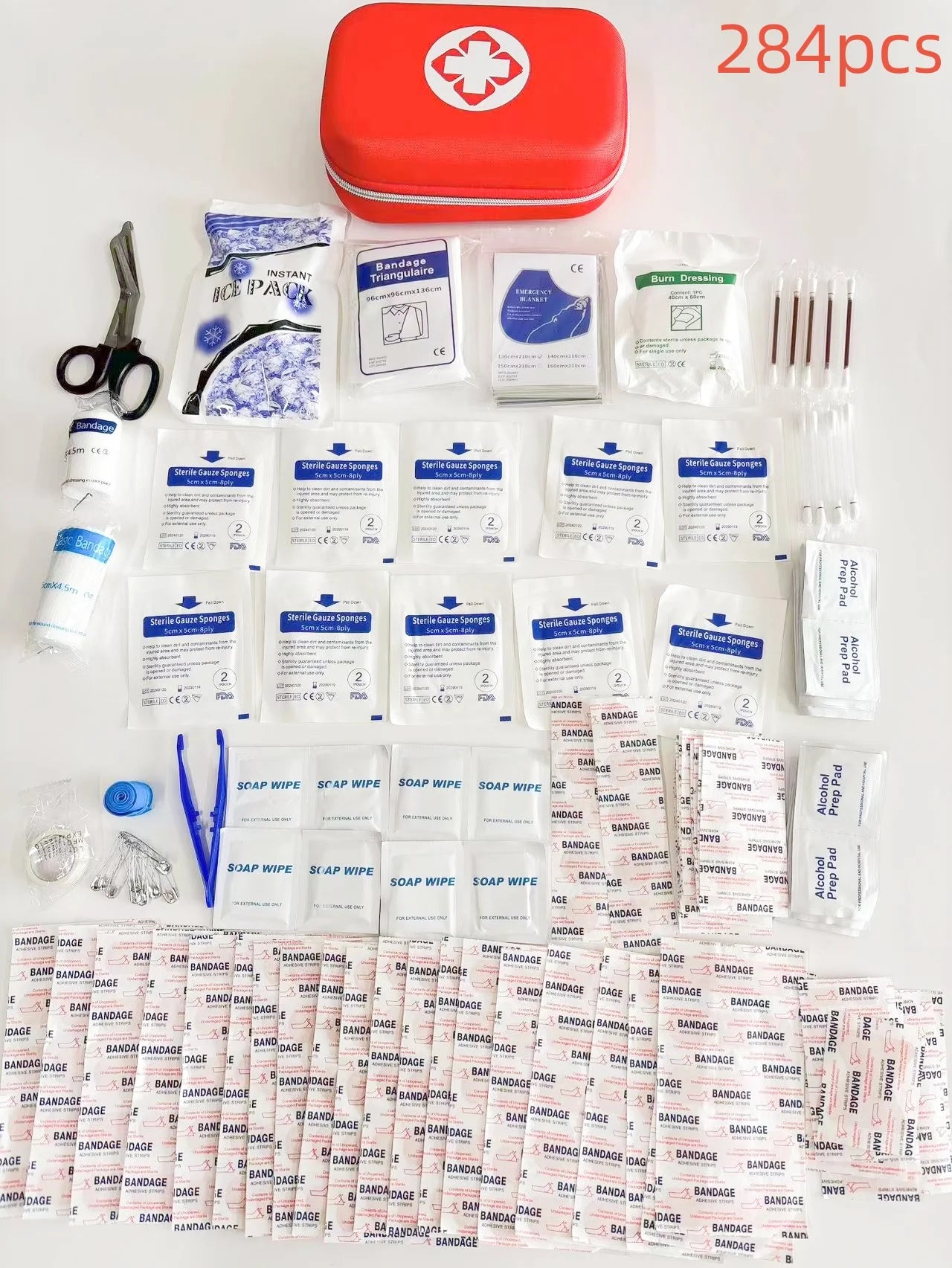 All-Purpose Tactical Emergency First Aid Kit (284 Pieces)