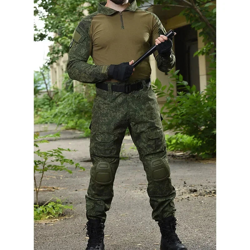 2 Pcs Tactical Set - Long Sleeve T-shirts+Multi-pocket Pants