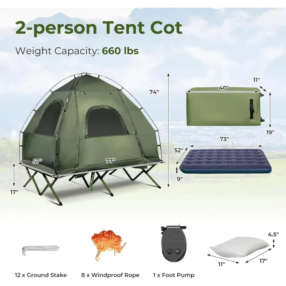 Tent Cot, 5-in-1 with Mattress & Pillows