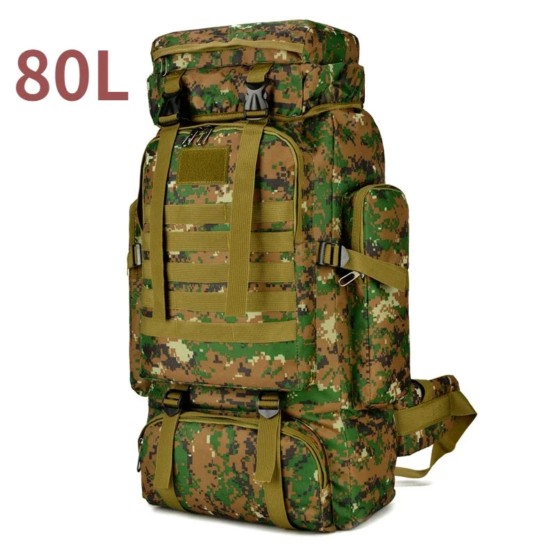 80L/100L Tactical Large Backpack For Outdoors Adventure 80L(Camouflagegreen) Bags