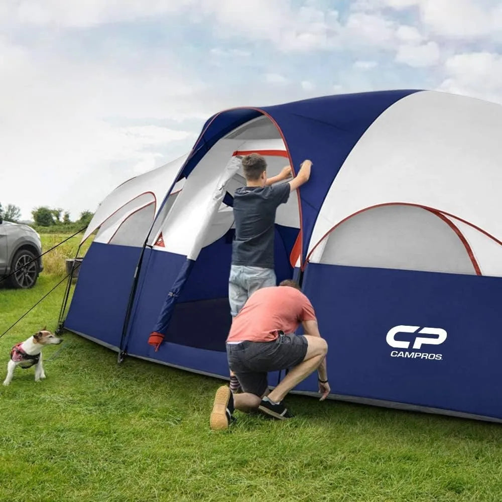 8 Person Family Tent, 5 Windows, Double Layer, Divided Curtain