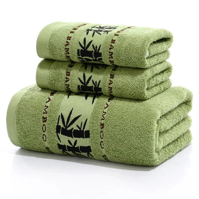 Set of 3 Thicker Bamboo Green Towel Set