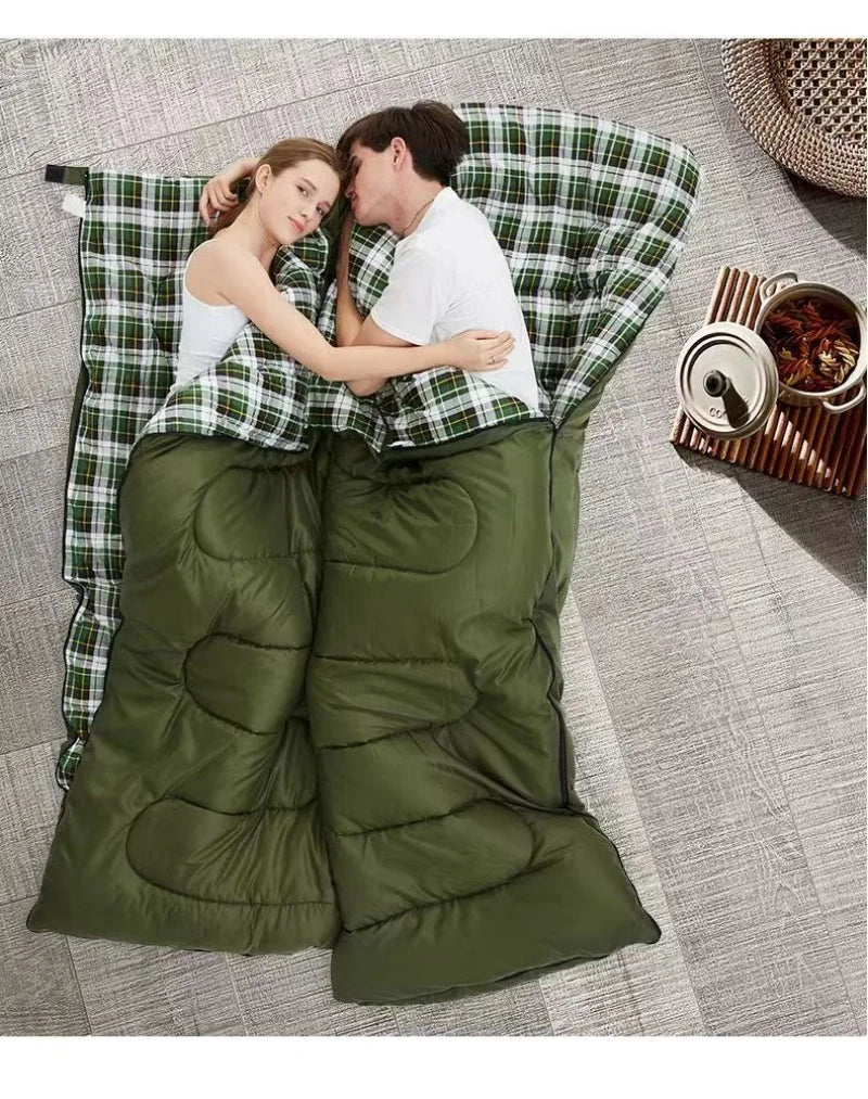 Two Person Warm Sleeping Bag With 2 Pillows