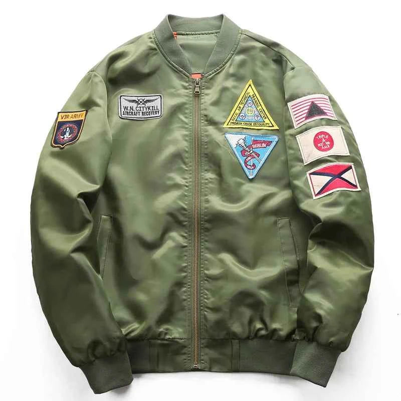 Military-Outdoors Air Force Pilot Jacket with Patches Jacket