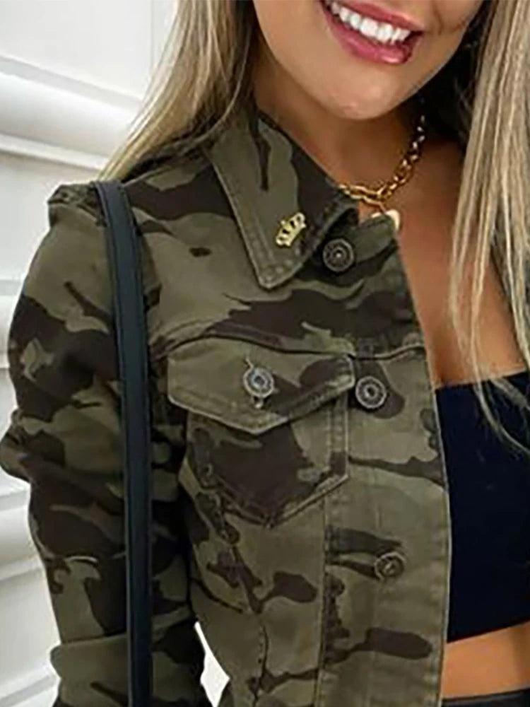 Camouflage Long Sleeve Jackets for Women Jacket