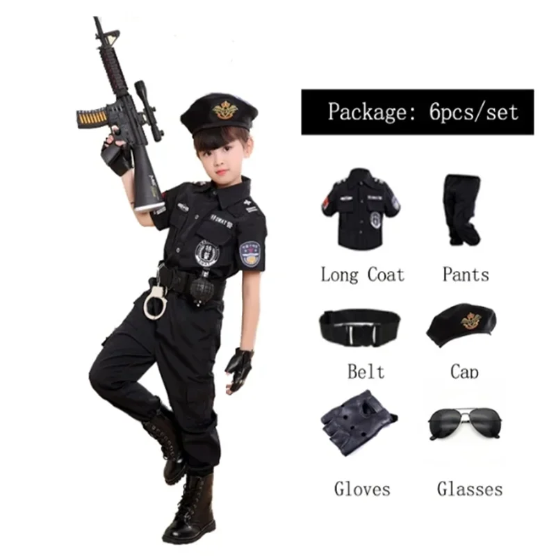 Child Policeman Uniform - 7-Piece Set for Kids Costume