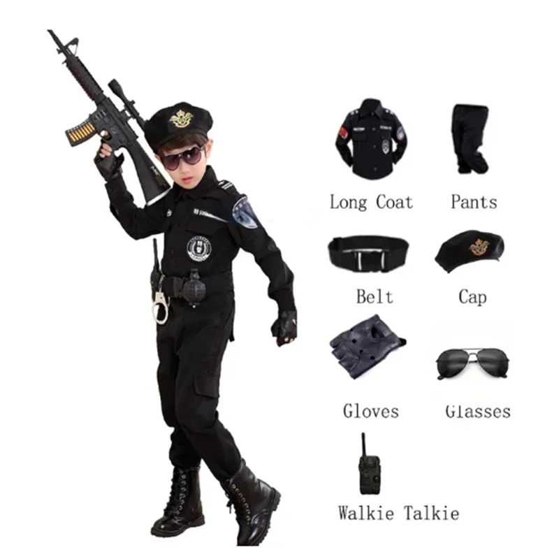 Child Policeman Uniform - 7-Piece Set for Kids Costume