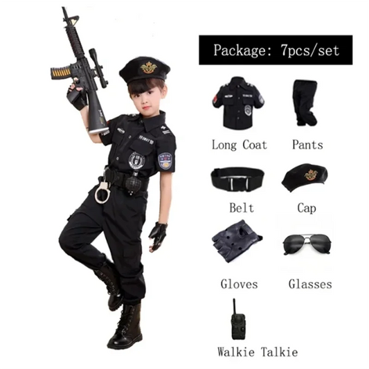 Child Policeman Uniform - 7-Piece Set for Kids Costume