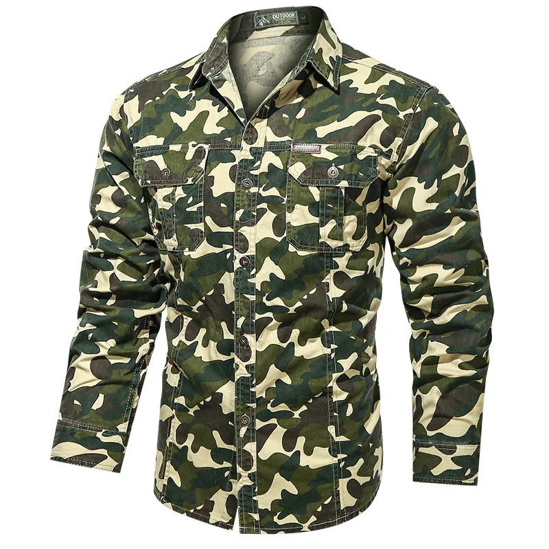 Military-Outdoors Camouflage Military Shirts Khaki Shirt