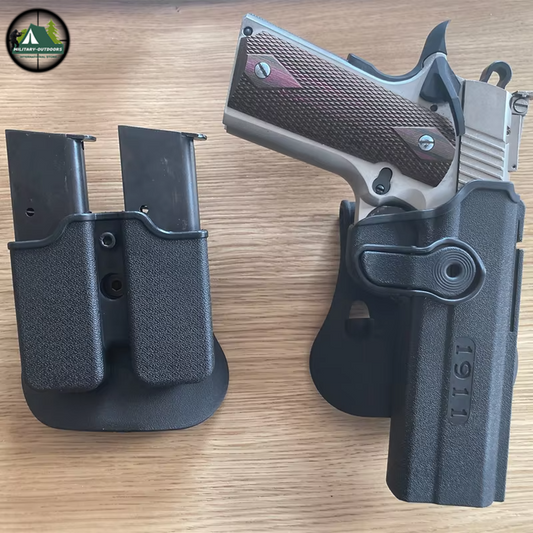 Colt 1911 mag pouch and gun holster set from Military-Outdoors.com with dual magazine holder in black