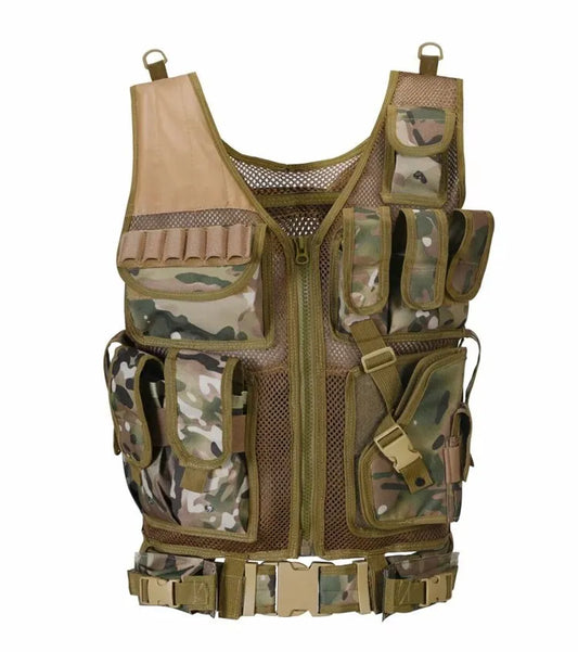 Tactical Vest with Multiple Pockets and Camo Design, ideal combat body armor for sale