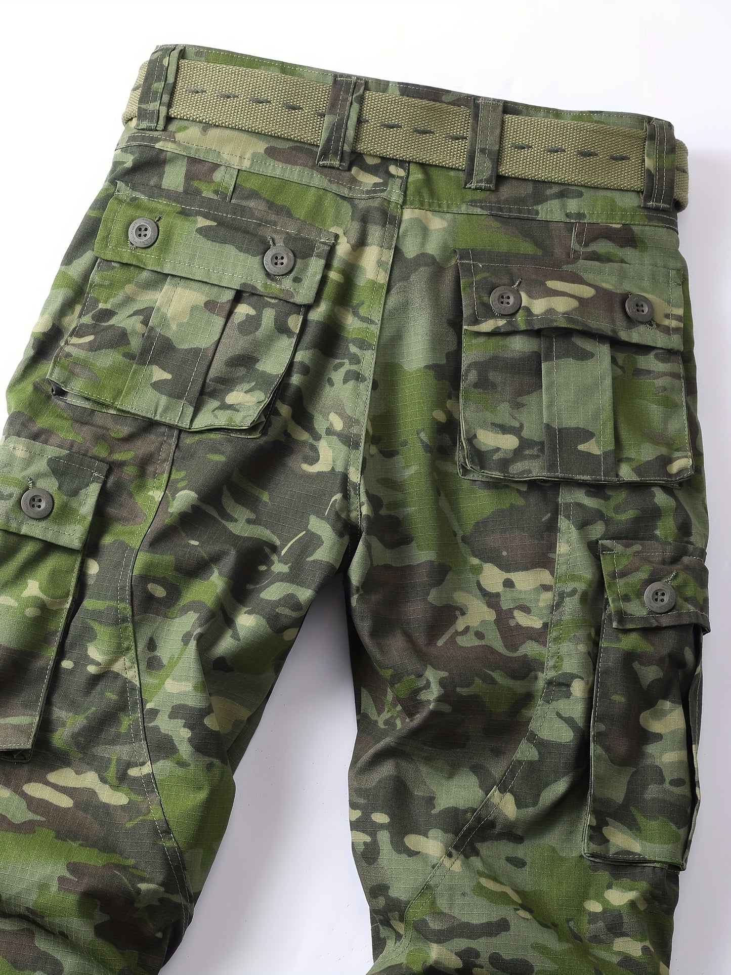 Camouflage Pants With Multiple Flap Pockets