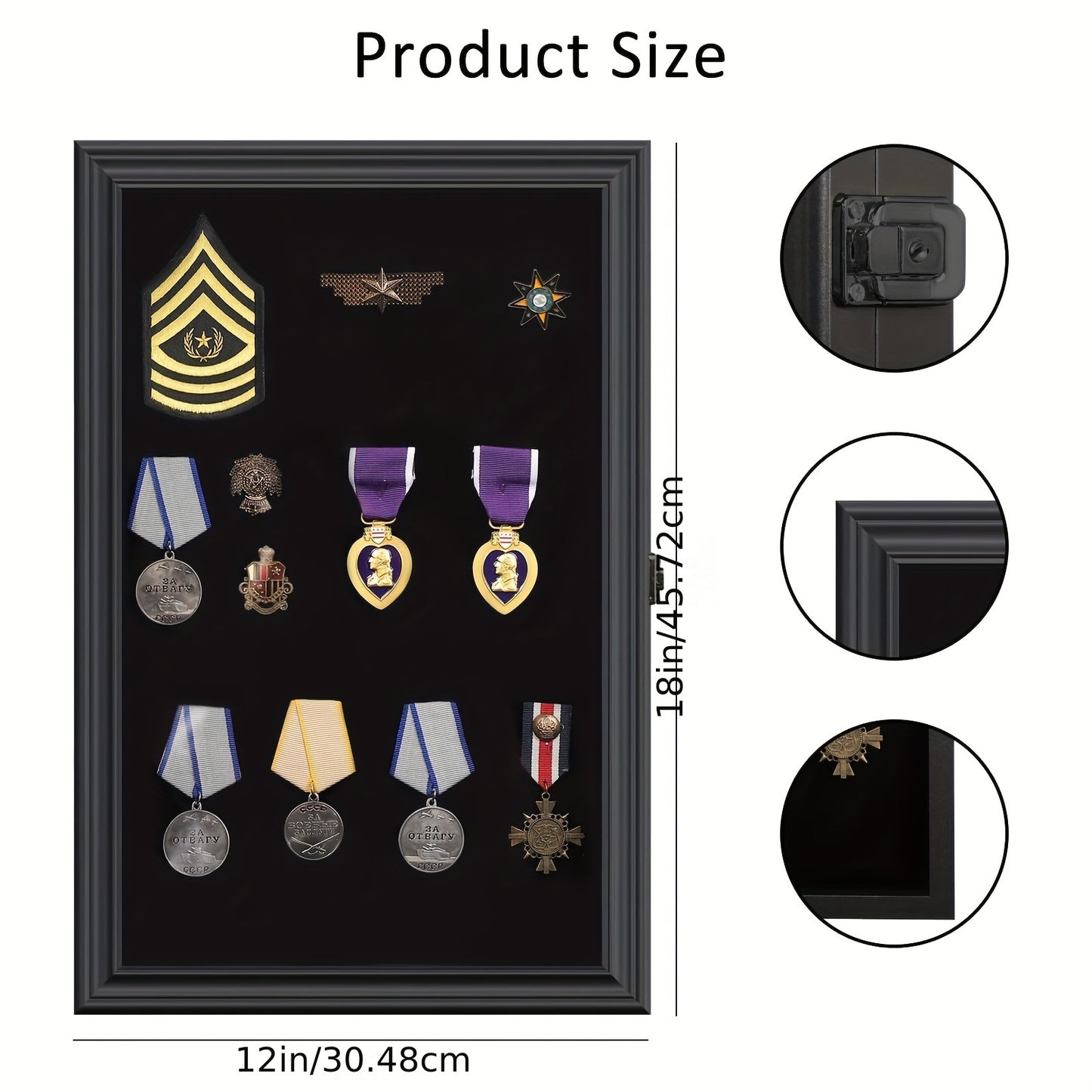 12x18 Pin Collection Display With Tempered Glass Door For Military Medals