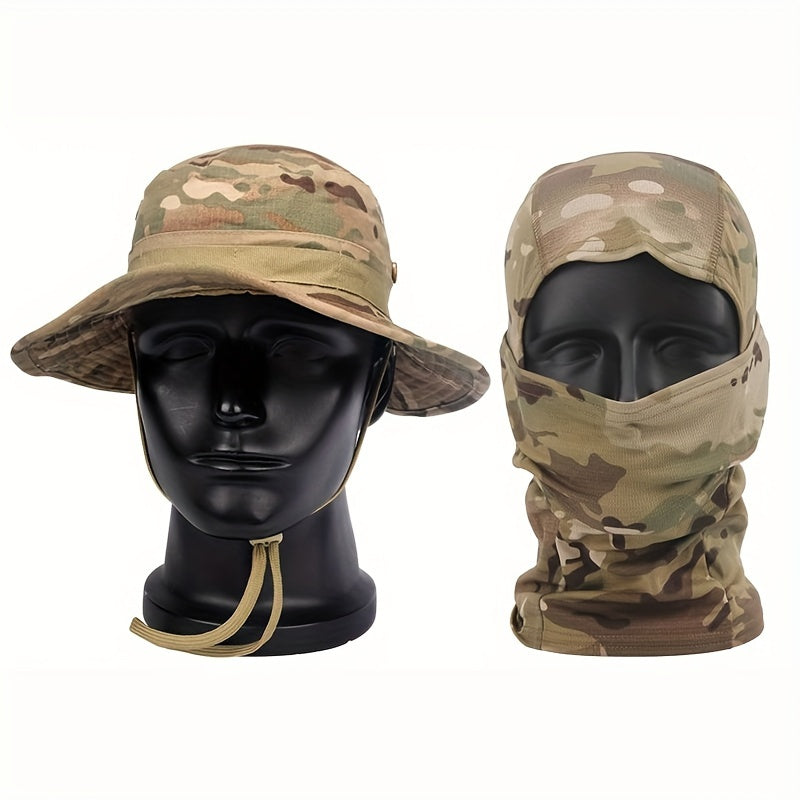 2pcs/set Camo Boonie Hat And Balaclava Face Mask