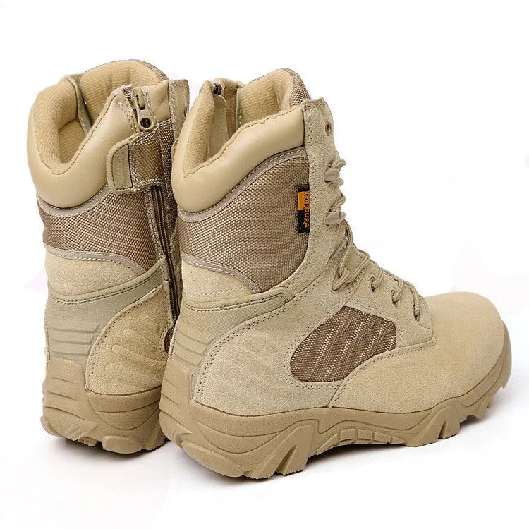 Delta Squad ankle boots in tan tactical design with side zipper and durable sole by Military-Outdoors.com