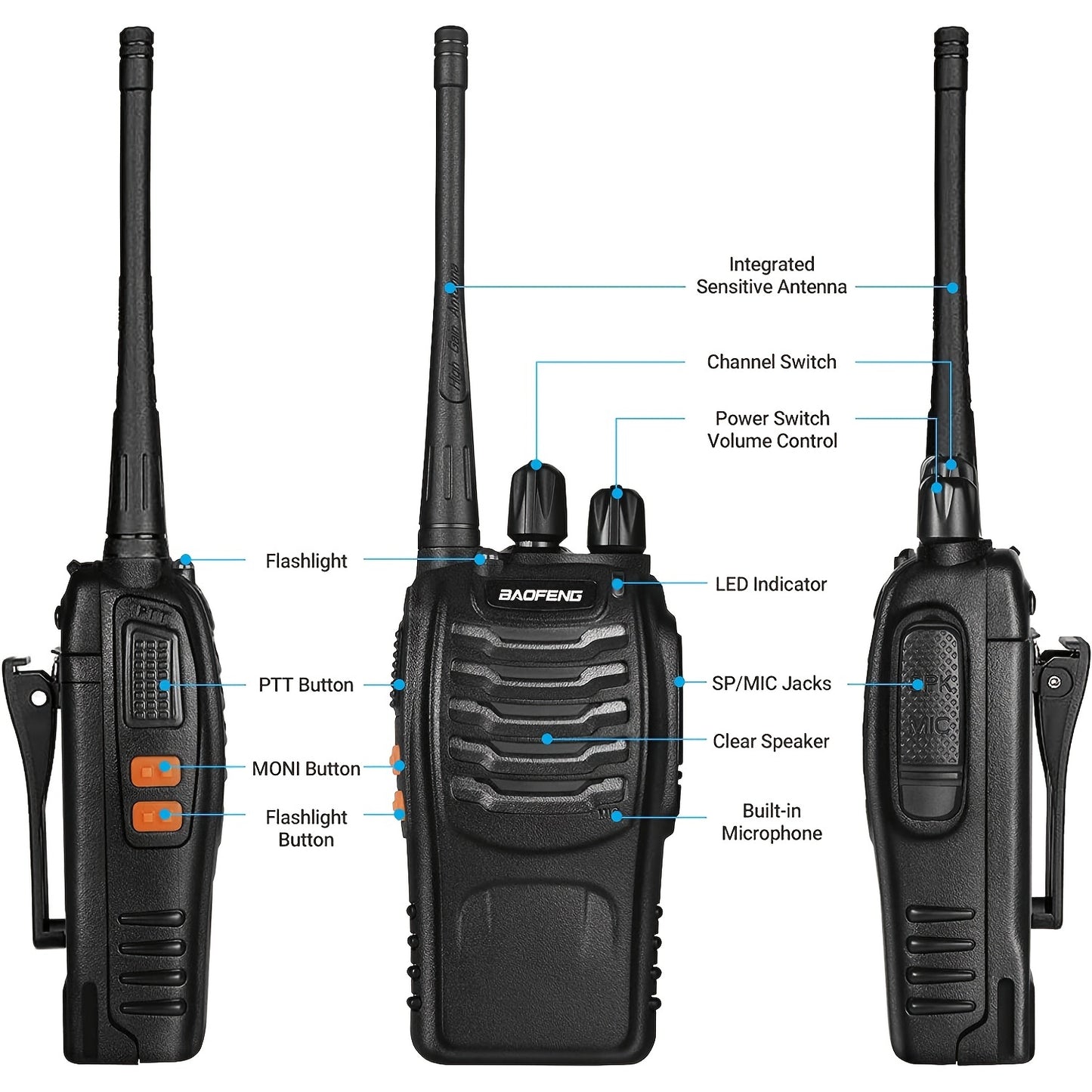 2PCS BAOFENG BF-888S UHF 400-480MHz Two Way Radio