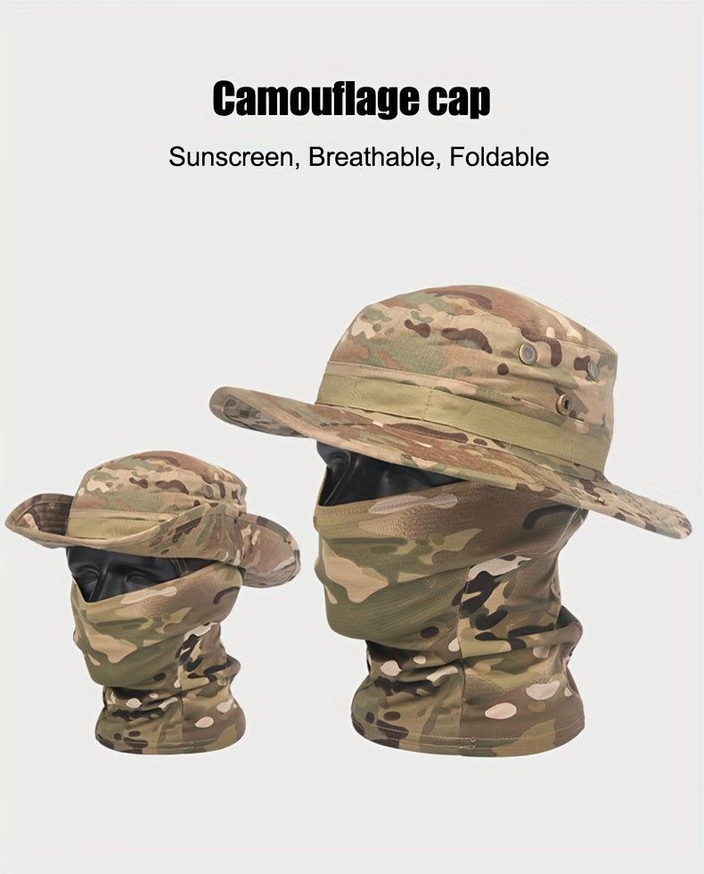 2pcs/set Camo Boonie Hat And Balaclava Face Mask