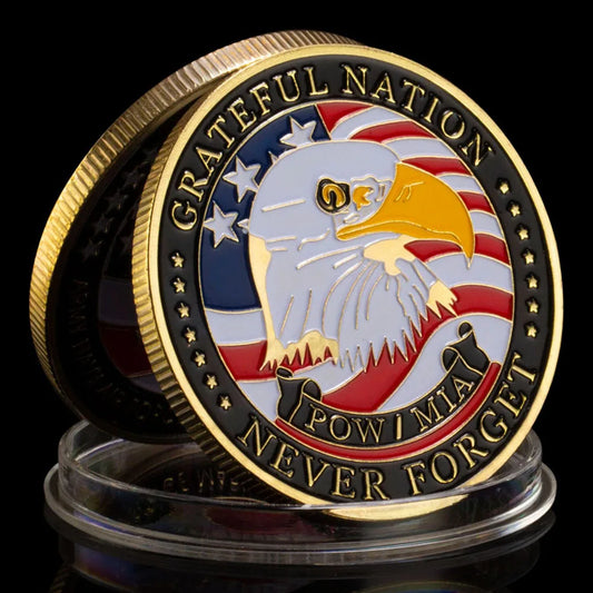 Grateful Nation Veteran Coin - POW MIA Tribute Gold Coin