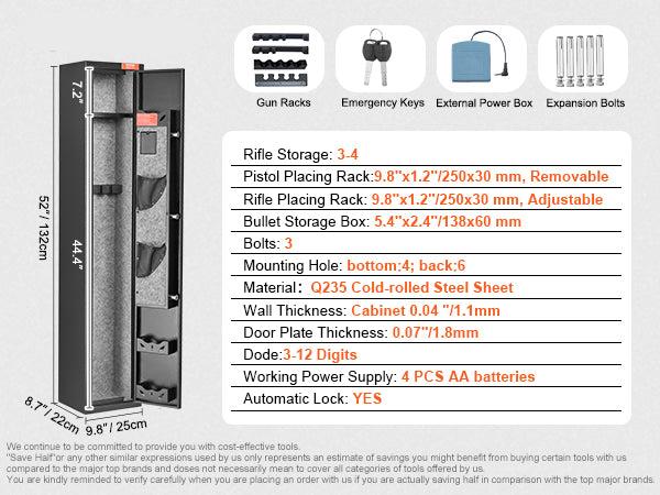 Rifles Gun Safe with Digital Keypad & Lock