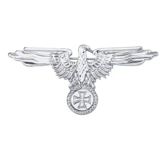 Military Outdoors WW2 German Luftwaffe badges silver metal eagle with spread wings and iron cross emblem