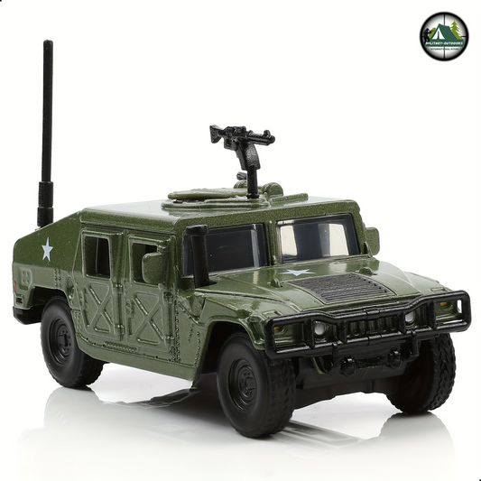 Green Hummer Military Vehicle Model with mounted gun and antenna