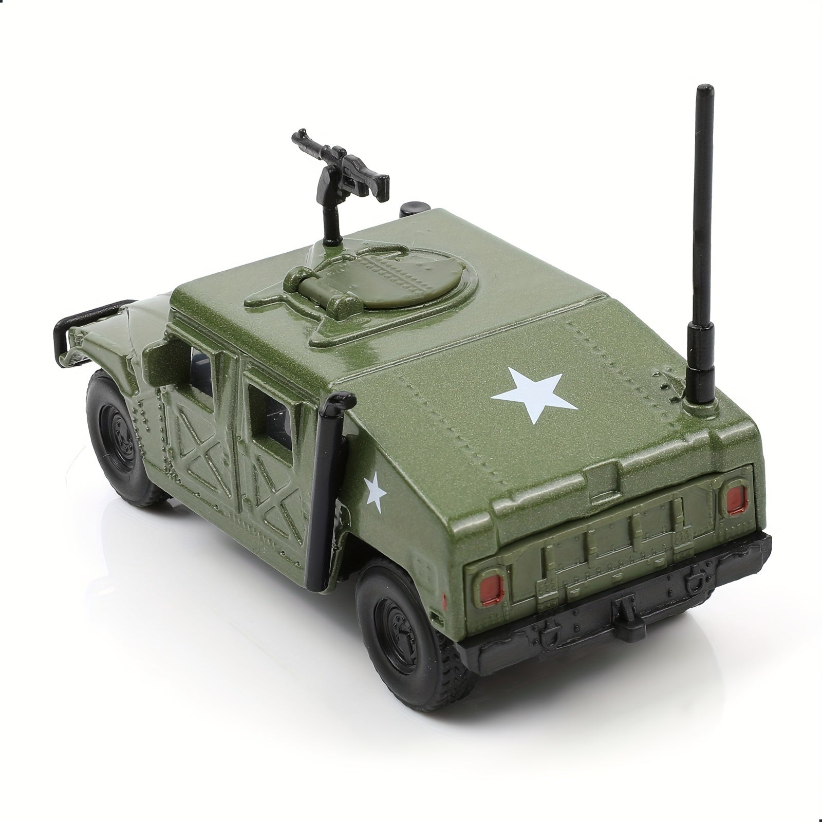 Green Hummer Military Vehicle Model with white star decals and mounted machine gun on top