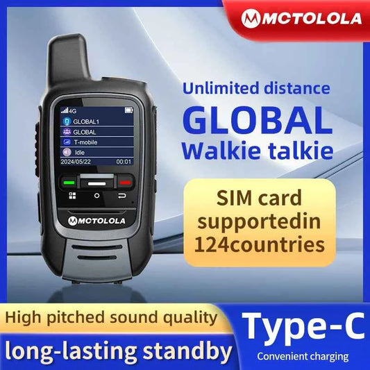 Global -4G POC Walkie Talkie handheld 4G push to talk radio with color screen SIM support 124 countries