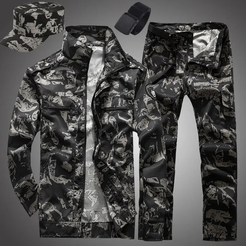Mens Camouflage Suit by Military-Outdoors.com Coat Pants Hat Belt Suit