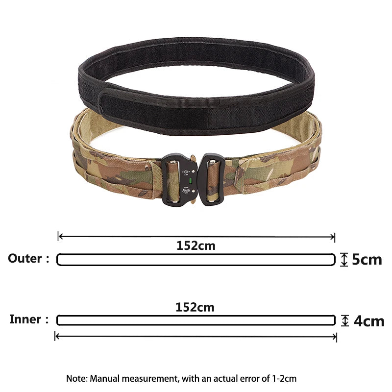 Military Double-Layer Belt for Tactical Gear Use camouflage Tactical Belt