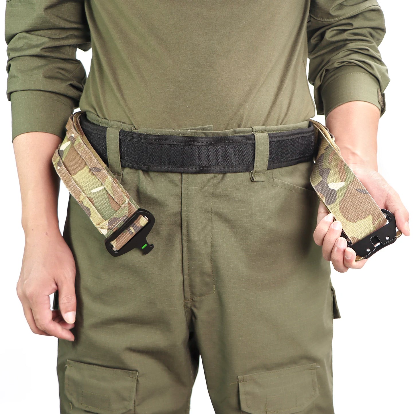 Military Double-Layer Belt for Tactical Gear Use Tactical Belt